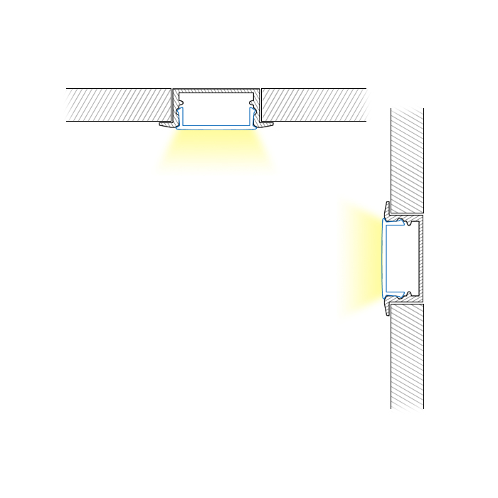 Recessed LED Aluminum Channel With Flange For 12mm LED Light Strips
